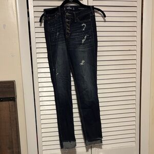 HOLLISTER - Skinny Distressed Dark Blue Women's Jeans